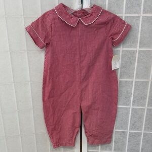 Petit Ami Red Gingham Baby Romper Size 12M